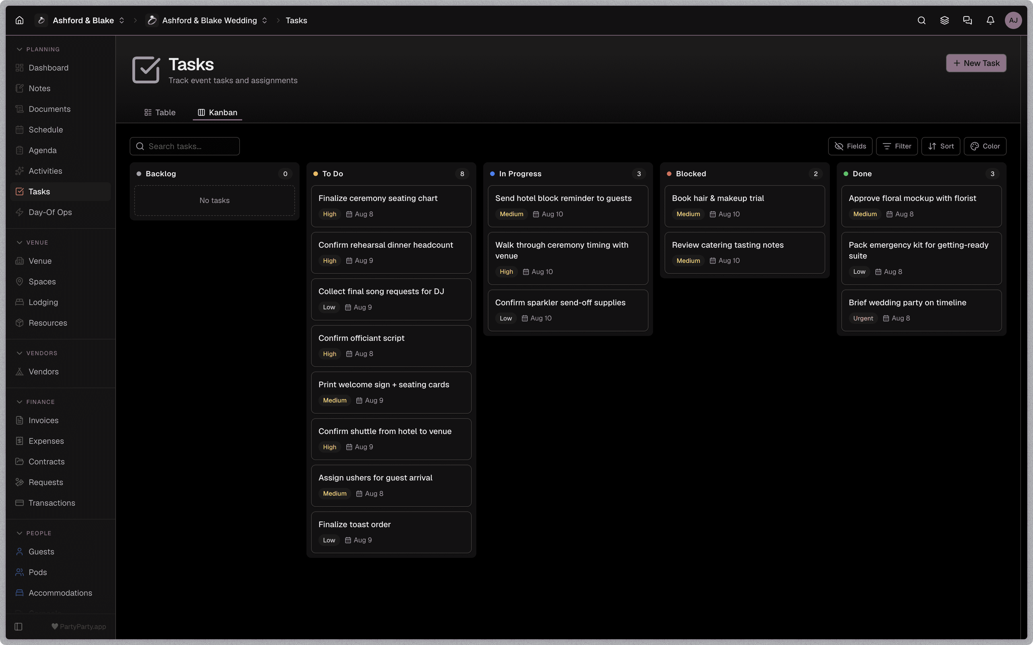 Producer dashboard